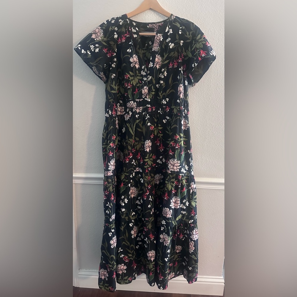 Anthropologie Black Floral Somerset Maxi Dress - Picture 2 of 5